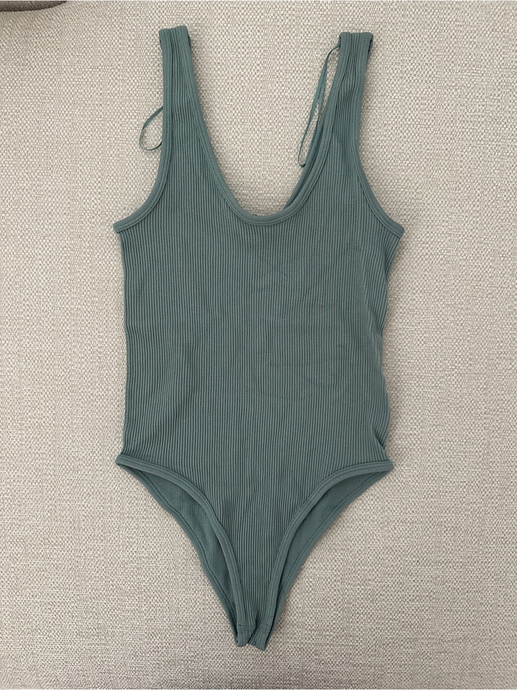 Zara Ribbed Bodysuit In Sage Green